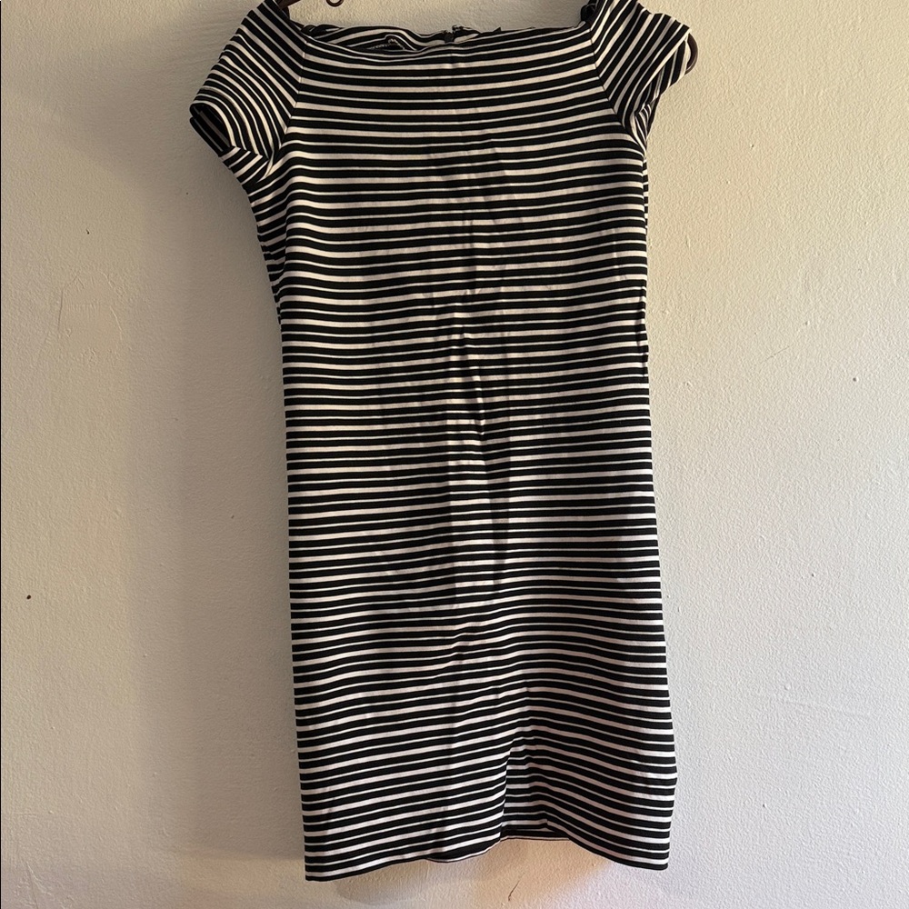 Ann Taylor Black and White Striped Mini Dress